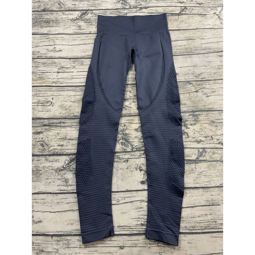 ZYIA ACTIVE Womens XS/S 7/8 Leggings Blue Athletic Yoga Pants Ribbed